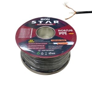 Ironstar RG6U6 Siyah Anten Kablosu 100Metre Gold 48Tel Bakır Kaplama