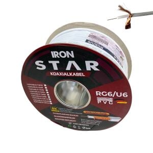 Ironstar RG6U6 Beyaz Anten Kablosu 100Metre Gold 112Tel Bakır Kaplama