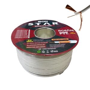 Ironstar RG6U6 Beyaz Anten Kablosu 100Metre Gold 96Tel Bakır Kaplama