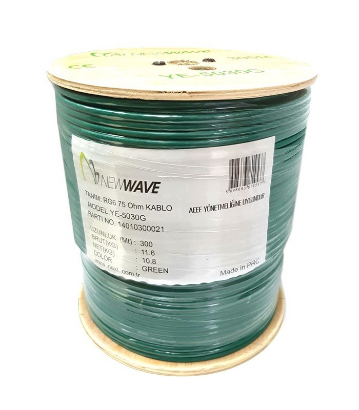Newwave RG6U4 Yeşil Anten Kablosu 300mt