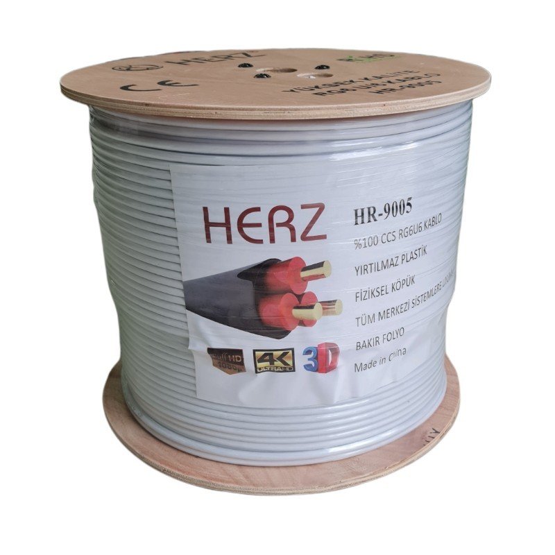 HERZ RG6U6 Uydu Anten Kablosu 500Metre Beyaz