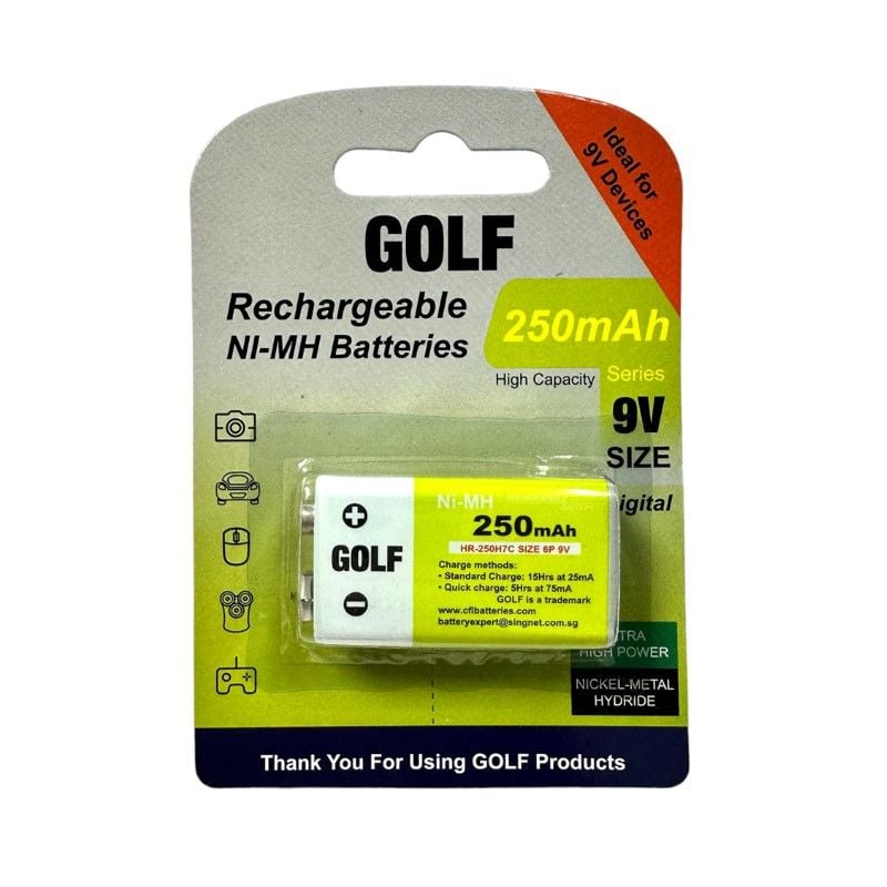 GOLF 9Volt 250mAh Ni-MH Şarjlı Pil