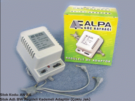 ALPA 8Watt 1200mA 3-12Volt DC Kademeli Adaptör