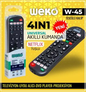 Weko W-45 Tüm Modeller Uyumlu 4in1 Öğrenebilen Universal Akıllı Kumanda