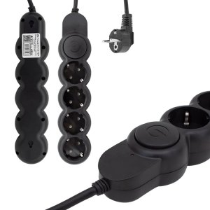 Powermaster Anahtarlı 2Metre Kablolu 4'lü Akım Korumalı Grup Priz PM-4904