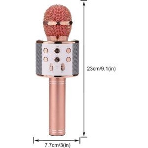 Wster WS-858 Bluetooth-SD-Aux Kablosuz Karaoke Mikrofon Rose Gold