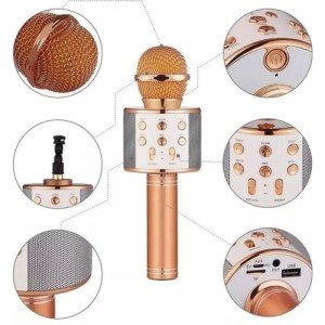 Wster WS-858 Bluetooth-SD-Aux Kablosuz Karaoke Mikrofon Rose Gold