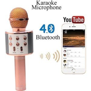 Wster WS-858 Bluetooth-SD-Aux Kablosuz Karaoke Mikrofon Rose Gold