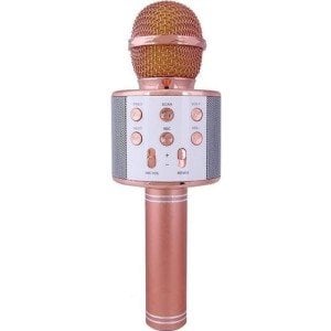 Wster WS-858 Bluetooth-SD-Aux Kablosuz Karaoke Mikrofon Rose Gold