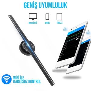electroon F2 43cm Smart 3D Hologram Fan 12Volt IOS Anroid Kontrol