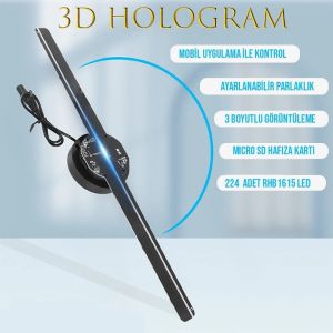 electroon F2 43cm Smart 3D Hologram Fan 12Volt IOS Anroid Kontrol