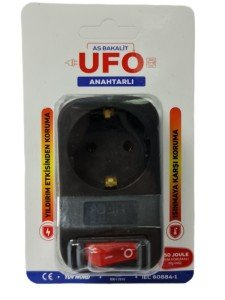 As Bakalit UFO Tekli Akım Korumalı Anahtarlı Priz Siyah 3500W 16A