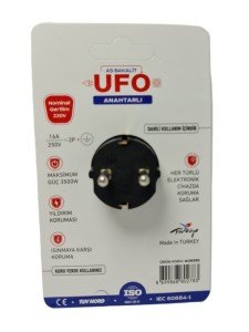 As Bakalit UFO Tekli Akım Korumalı Anahtarlı Priz Siyah 3500W 16A
