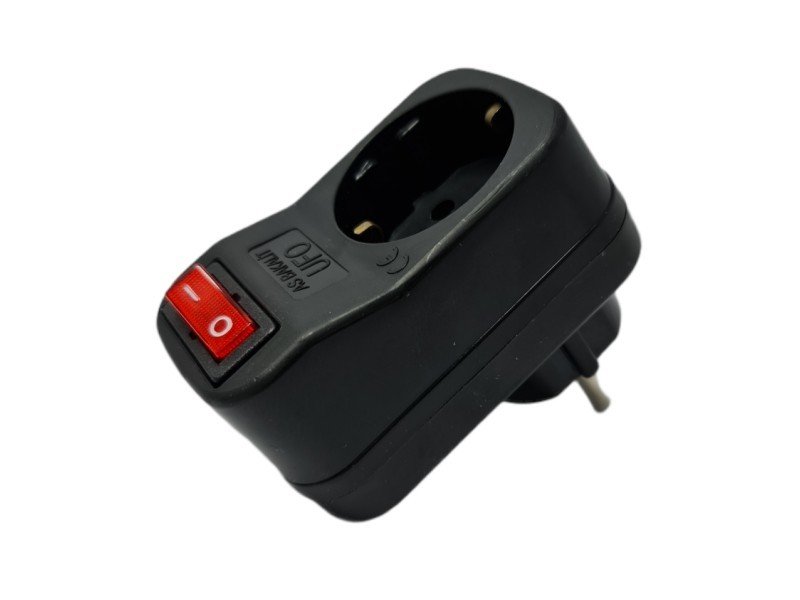 As Bakalit UFO Tekli Akım Korumalı Anahtarlı Priz Siyah 3500W 16A