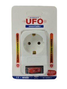 As Bakalit UFO Tekli Akım Korumalı Anahtarlı Priz Beyaz 3500W 16A