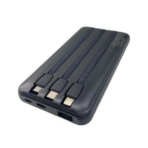 Chargeon 10000mAh Powerbank Dahili Çoklu Kablolu - Siyah