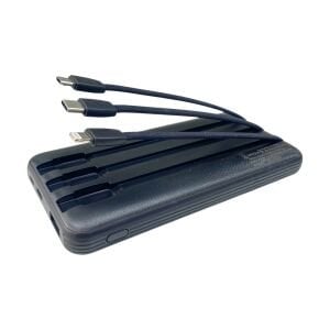Chargeon 10000mAh Powerbank Dahili Çoklu Kablolu - Siyah