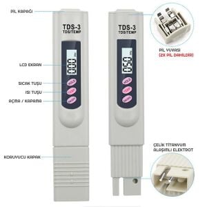 S Line TDS-3 Su Kalite Sıcaklık Saflık Ölçüm Test Cihazı