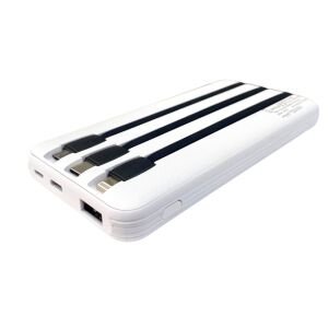 Chargeon 10000mAh Powerbank Dahili Çoklu Kablolu - Beyaz