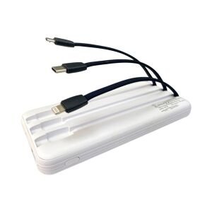 Chargeon 10000mAh Powerbank Dahili Çoklu Kablolu - Beyaz