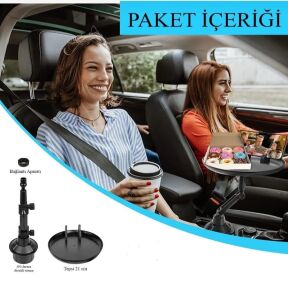 electroon Araç İçi Katlanabilir Bardaklık Telefon Tutucu ve Yemek Tepsisi