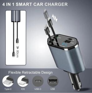 Subzero CR99 120W 4in1 Ayarlanabilir Araç içi Hızlı Çakmak Şarj Cihazı IOS - Android Uyumlu