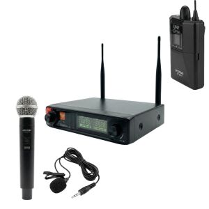 Rose R-702EY 2x48 Kanal 2li EL+Yaka Tipi UHF Telsiz Mikrofon