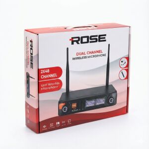 Rose R-702EE 2x48 Kanal 2li EL+EL Tipi UHF Telsiz Mikrofon