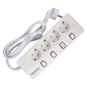 Yamatik X-MAN-104 4'lü Ayrı Anahtarlı 130cm Kablolu Akım Korumalı Grup Priz