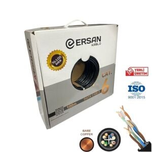 Ersan Kablo 23AWG Bakır Cat6 Outdoor Dış Ortam Kablo 100mt Siyah