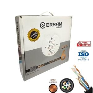 Ersan Kablo 23AWG Bakır Cat6 Outdoor Dış Ortam Kablo 100mt Siyah