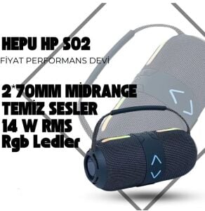 HEPU HP-S02 Taşınabilir Şarjlı RGB Bluetooth Hoparlör Ses Bombası