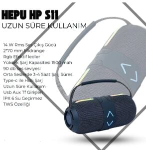 HEPU HP-S02 Taşınabilir Şarjlı RGB Bluetooth Hoparlör Ses Bombası