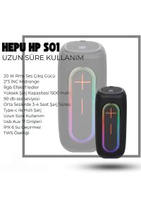 HEPU HP-S01 Taşınabilir Şarjlı RGB Bluetooth Hoparlör Ses Bombası